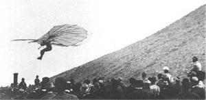 Lilienthal bei einem Flugversuch am 29. Juni 1895.